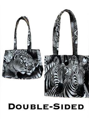 🦓Reversible Safari Animal Tote - Zebra & Leopard—Lion Eyes by Alexander Henry?